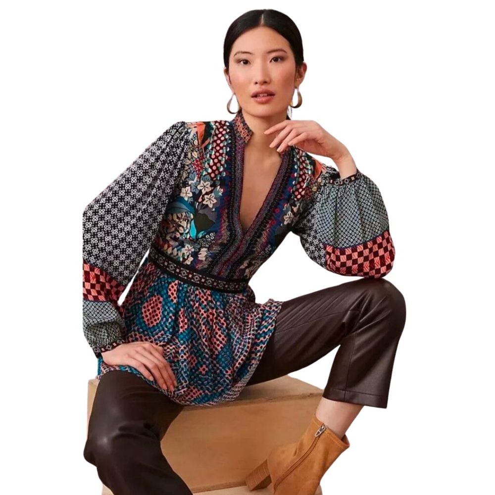 Anthropologie x Bhanuni by Jyoti Ronika Babydoll Blouse Tunic - Small - Flawed - Picture 6 of 13